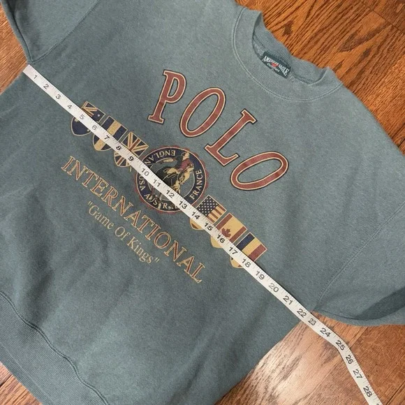 Vintage American Eagle Polo International Fleece Sweatshirt Men's L‎ Green USA